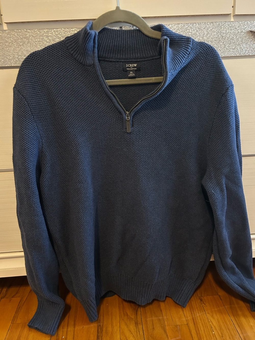 J. Crew Men's Zip-Neck Sweater in Navy Blue